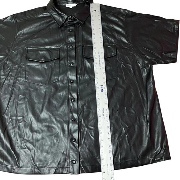 Good American Shacket 4XL Black Better Than Leather Snap Button Down - Picture 4 of 11